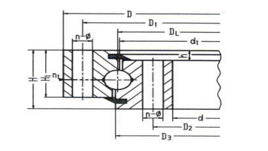 Roulement d'orientation à billes à quatre points de contact à une rangée (type sans engrenage)